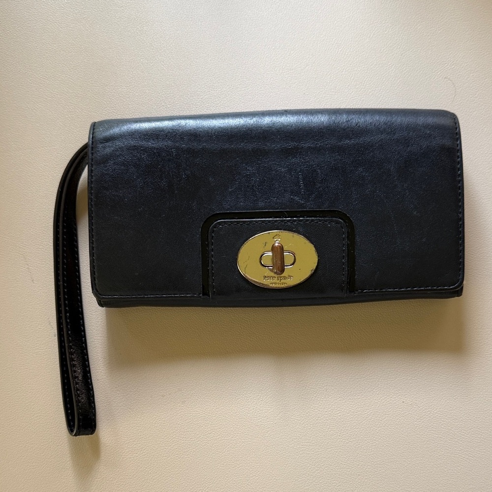 Kate Spade Black Wallet with Gold Accent